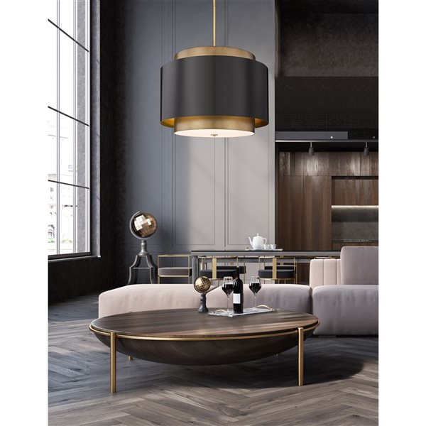 Z-Lite Bronze and Rubbed Brass Harlech 4-Light Pendant