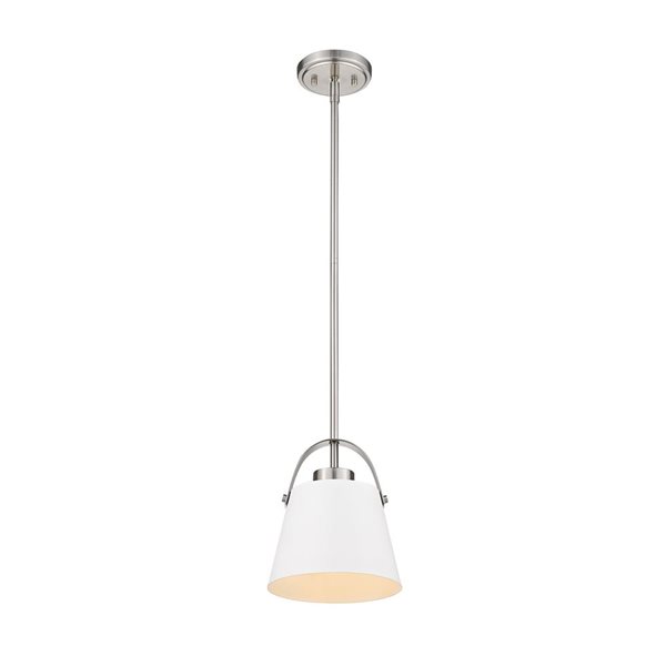 Z-Lite Matte White and Brushed Nickel Z-Studio 1-Light Mini Pendant