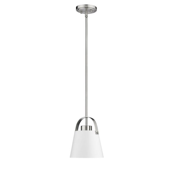 Z-Lite Matte White and Brushed Nickel Z-Studio 1-Light Mini Pendant