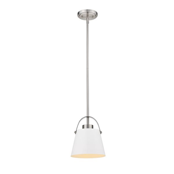 Z-Lite Matte White and Brushed Nickel Z-Studio 1-Light Mini Pendant