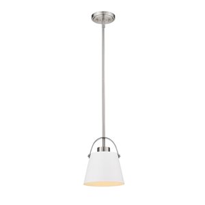 Z-Lite Matte White and Brushed Nickel Z-Studio 1-Light Mini Pendant