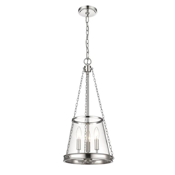 Z-Lite Polished Nickel Prescott 3-Light Pendant