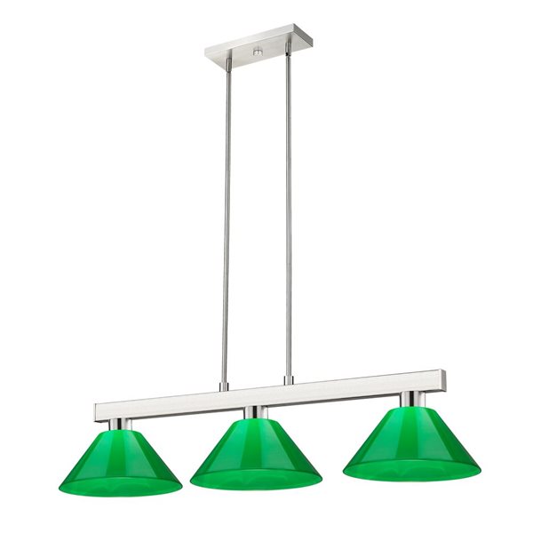 Z-Lite Brushed Nickel Cobalt 3-Light Billiard Light