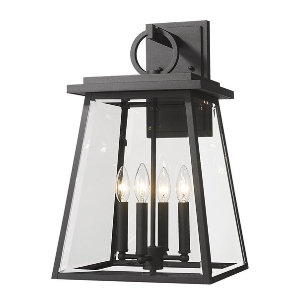 Z-Lite Black 12.5-in Broughton 4-Light Outdoor Wall Sconce