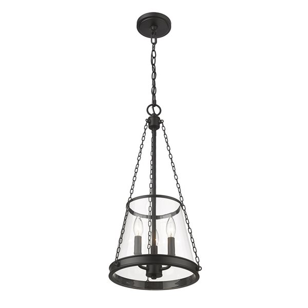 Z-Lite Matte Black Prescott 3-Light Pendant