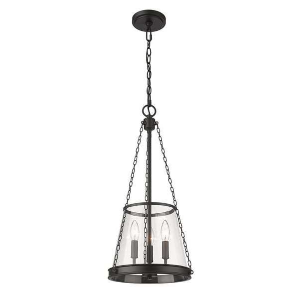 Z-Lite Matte Black Prescott 3-Light Pendant