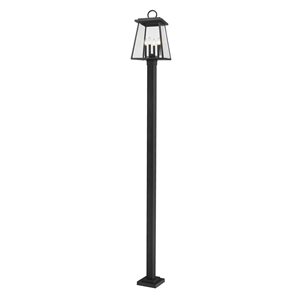 Z-Lite Matte Black Beveled glass Halogen Broughton 4-Light Outdoor Post Mounted Fixture