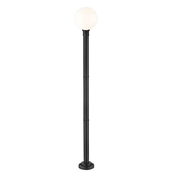 Z-Lite Matte Black Opal glass Halogen Laurent 1-Light Outdoor Post Mounted Fixture