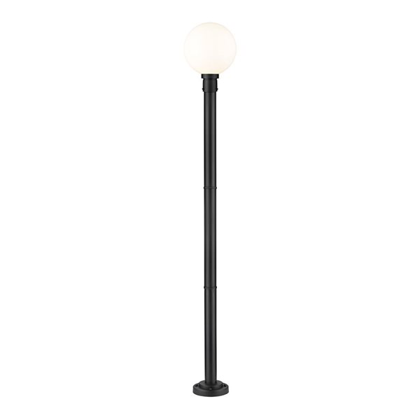 Z-Lite Matte Black Opal glass Halogen Laurent 1-Light Outdoor Post Mounted Fixture