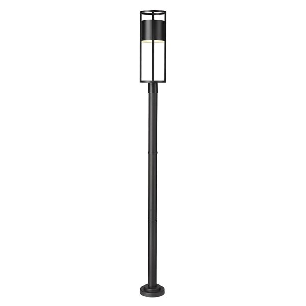 Z-Lite Matte Black Etched glass Integrated LED Luca 1-Light Outdoor Post Mounted Fixture