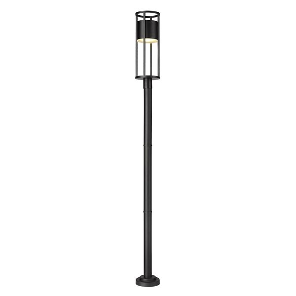 Z-Lite Matte Black Etched glass Integrated LED Luca 1-Light Outdoor Post Mounted Fixture