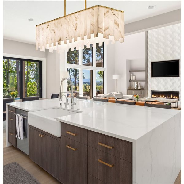 Z-Lite Brushed Brass Alabaster Viviana 7-Light Island Lighting