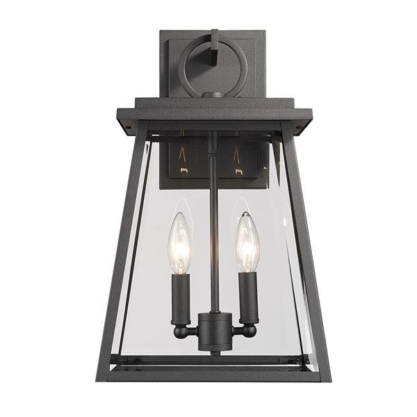 Z-Lite Black 10.25-in Broughton 2-Light Outdoor Wall Sconce