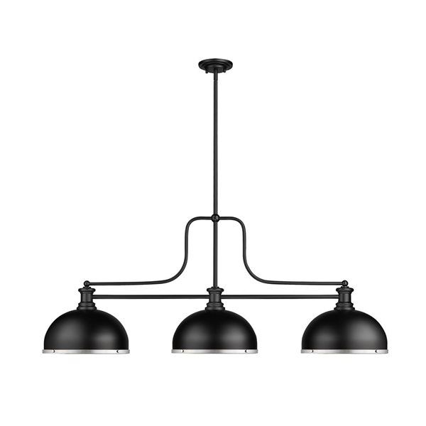 Z-Lite Matte Black Melange 3-Light Billiard