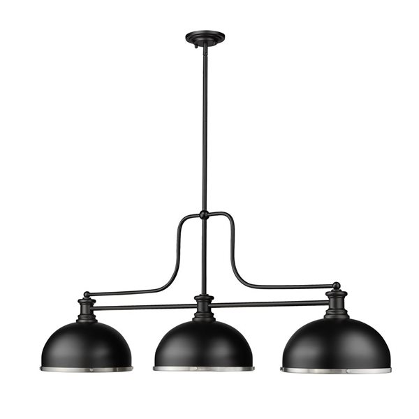 Z-Lite Matte Black Melange 3-Light Billiard