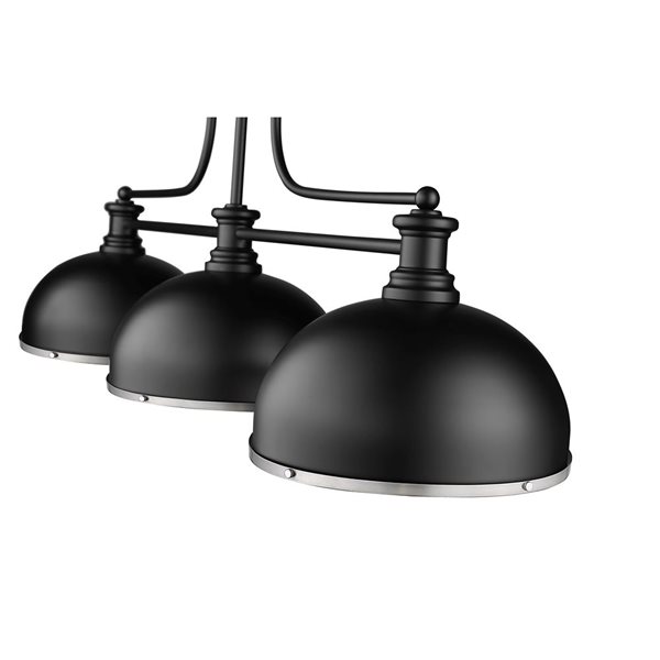 Z-Lite Matte Black Melange 3-Light Billiard