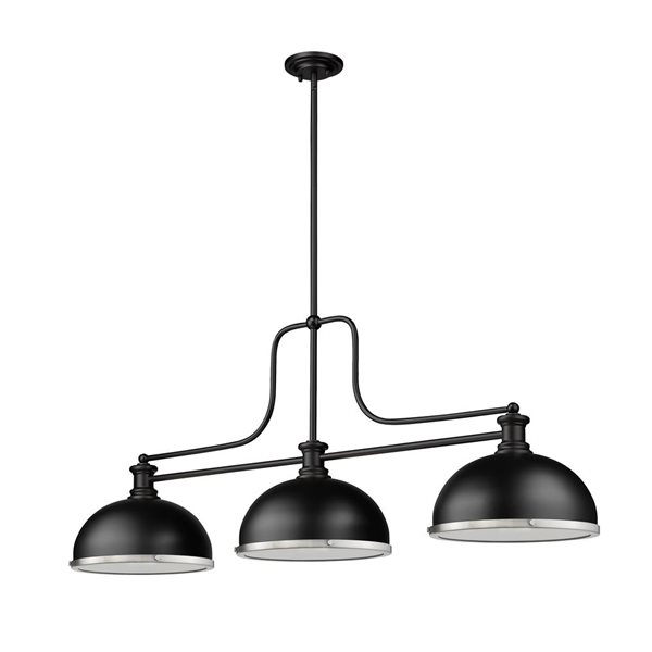 Z-Lite Matte Black Melange 3-Light Billiard