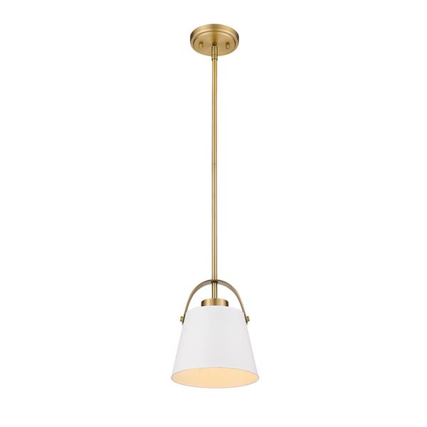 Z-Lite Matte White and Heritage Brass Z-Studio 1-Light Mini Pendant
