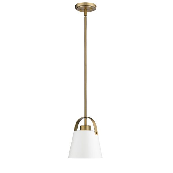 Z-Lite Matte White and Heritage Brass Z-Studio 1-Light Mini Pendant