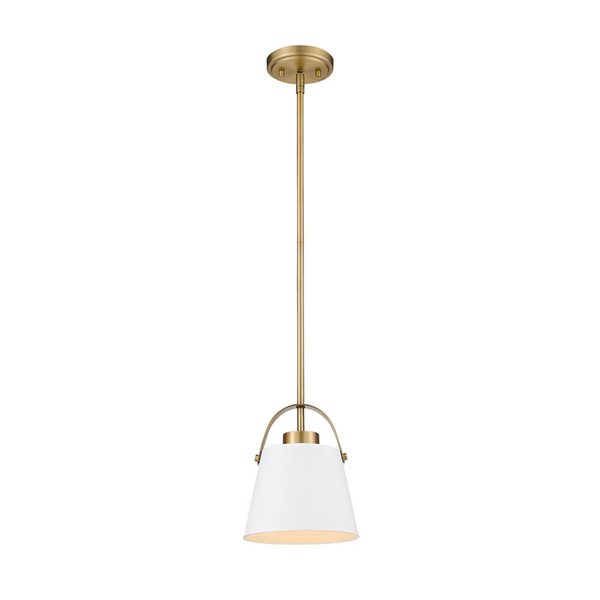 Z-Lite Matte White and Heritage Brass Z-Studio 1-Light Mini Pendant