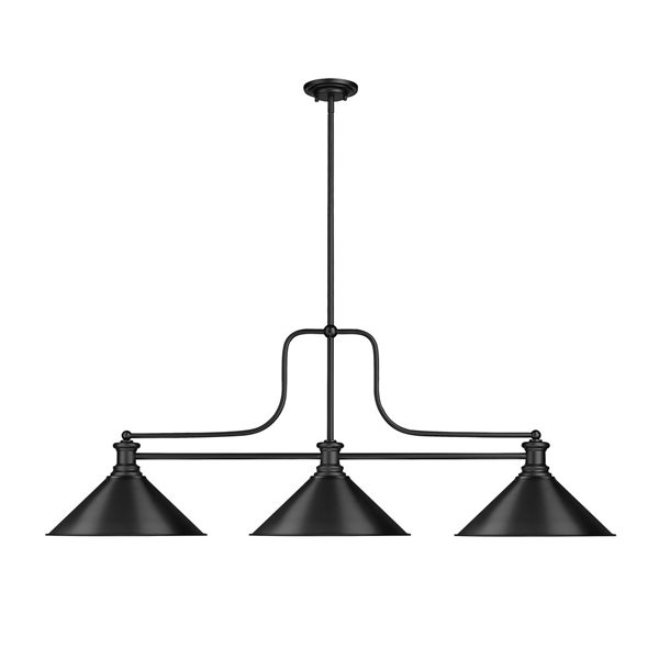 Z-Lite Matte Black Melange 3-Light Billiard