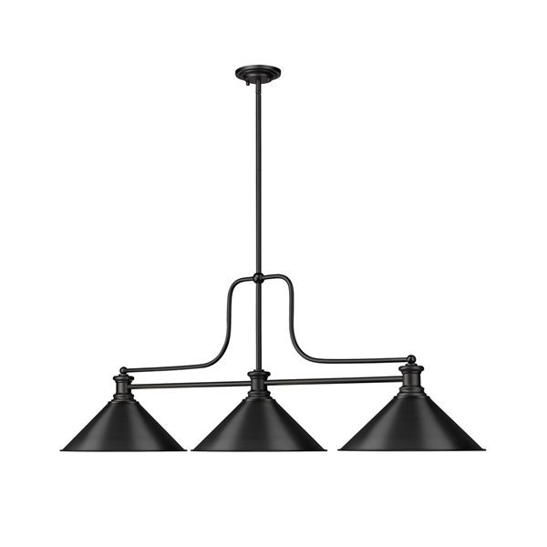 Z-Lite Matte Black Melange 3-Light Billiard