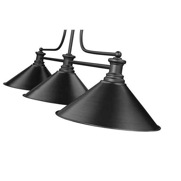 Z-Lite Matte Black Melange 3-Light Billiard