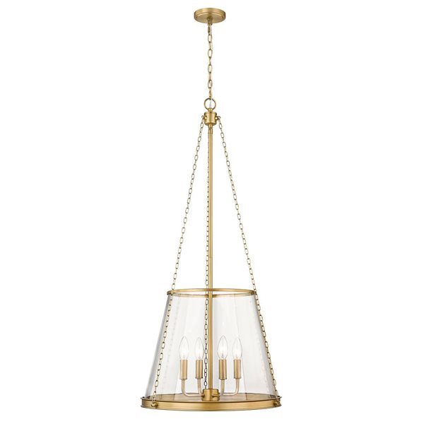 Z-Lite Rubbed Brass Prescott 4-Light Pendant