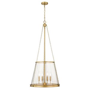 Z-Lite Rubbed Brass Prescott 4-Light Pendant