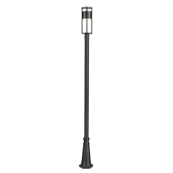 Z-Lite Matte Black Etched glass Integrated LED Luca 1-Light Outdoor Post Mounted Fixture