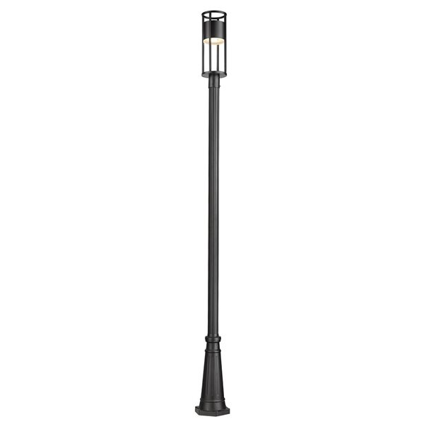 Z-Lite Matte Black Etched glass Integrated LED Luca 1-Light Outdoor Post Mounted Fixture