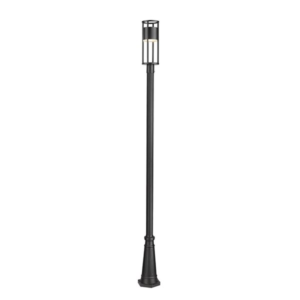 Z-Lite Matte Black Etched glass Integrated LED Luca 1-Light Outdoor Post Mounted Fixture