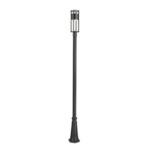 Z-Lite Matte Black Etched glass Integrated LED Luca 1-Light Outdoor Post Mounted Fixture