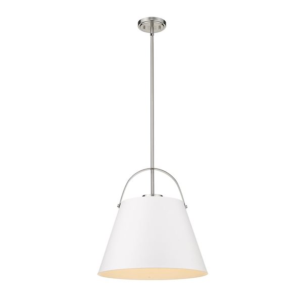 Z-Lite Matte White and Brushed Nickel Z-Studio 1-Light Pendant