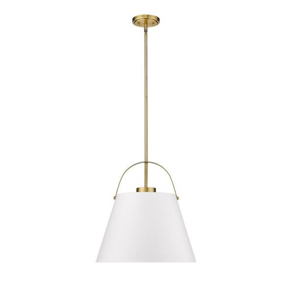 Z-Lite Matte White and Heritage Brass Z-Studio 1-Light Pendant