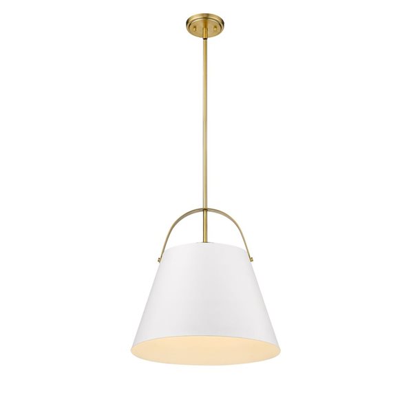 Z-Lite Matte White and Heritage Brass Z-Studio 1-Light Pendant