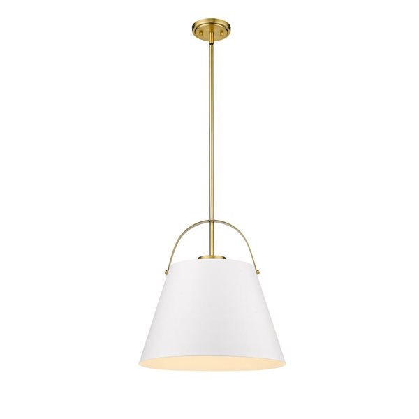 Z-Lite Matte White and Heritage Brass Z-Studio 1-Light Pendant