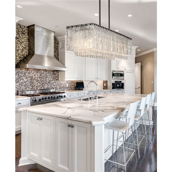 Z-Lite Matte Black Clear Glacier 7-Light Island Lighting