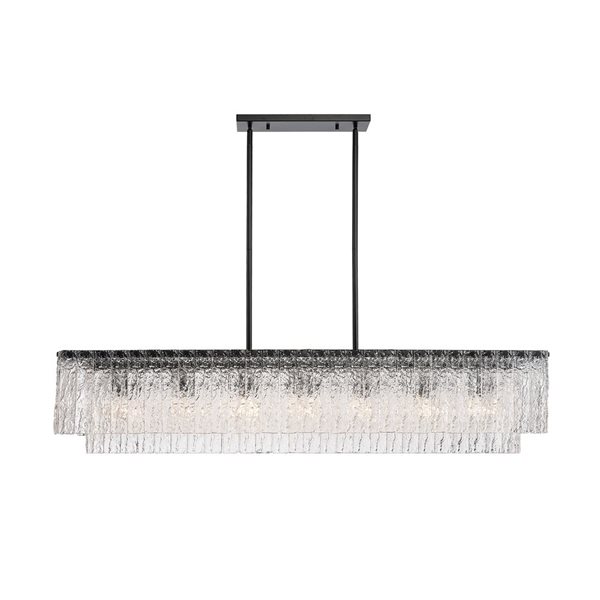 Z-Lite Matte Black Clear Glacier 7-Light Island Lighting