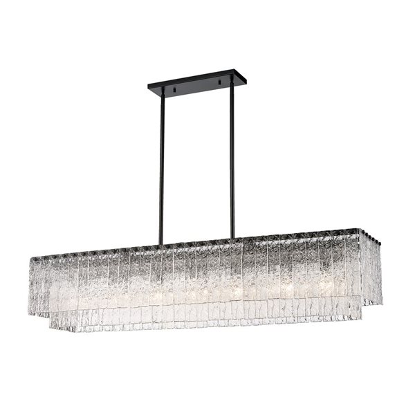 Z-Lite Matte Black Clear Glacier 7-Light Island Lighting