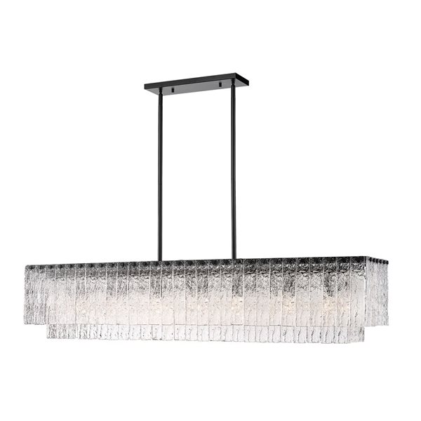 Z-Lite Matte Black Clear Glacier 7-Light Island Lighting
