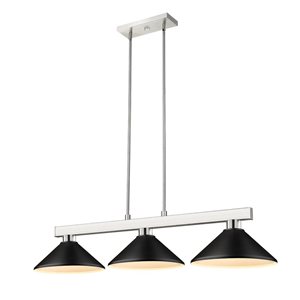 Z-Lite Brushed Nickel Cobalt 3-Light Billiard Light