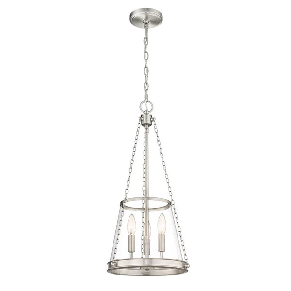 Z-Lite Brushed Nickel Prescott 3-Light Pendant