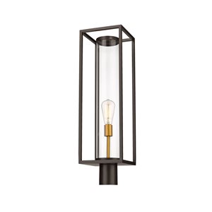 Z-Lite Deep Bronze and Brass Dunbroch 1-Light Outdoor Post Mount Fixture