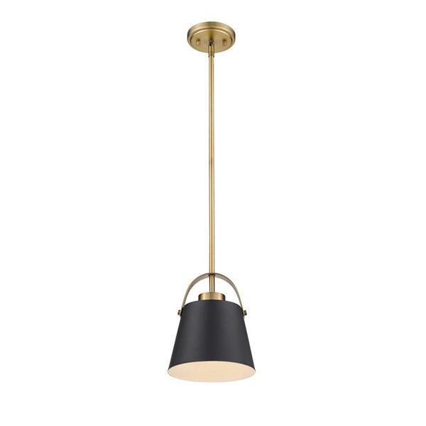 Z-Lite Matte Black and Heritage Brass Z-Studio 1-Light Mini Pendant