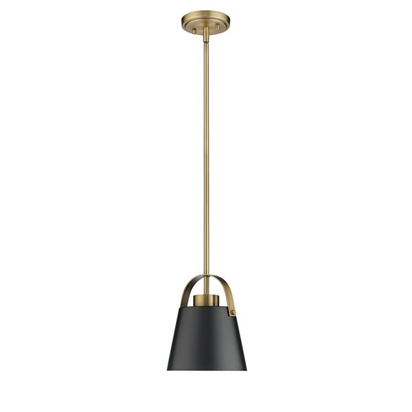 Z-Lite Matte Black and Heritage Brass Z-Studio 1-Light Mini Pendant