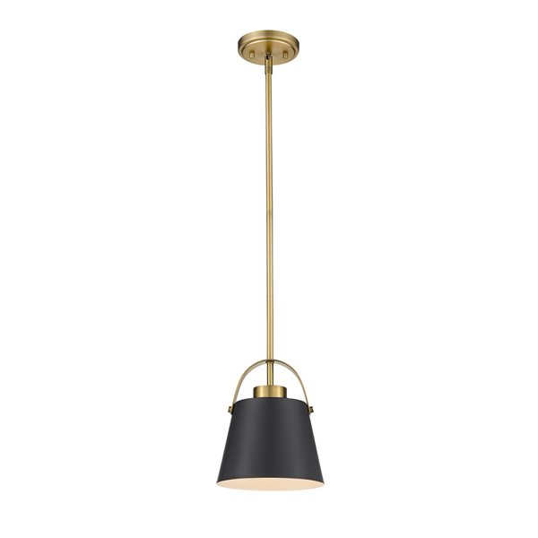 Z-Lite Matte Black and Heritage Brass Z-Studio 1-Light Mini Pendant