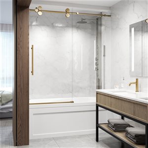 Vigo Elan 66-in H Frameless Mate Brushed Gold Sliding Shower Door