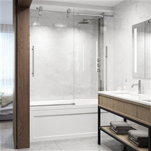 Vigo Elan 66-in H Frameless Chrome Sliding Laminated Glass Shower Door