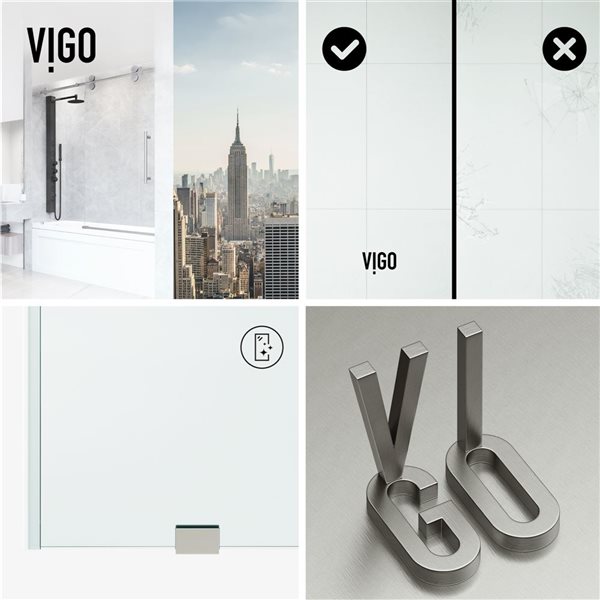 Vigo Elan 66-in H Frameless Stainless Steel Sliding Laminated Glass Shower Door